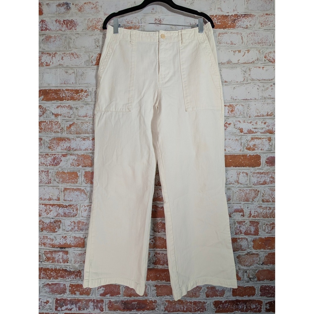 Outerknown Utility Pants Womens 29 Cream Wide Leg Organic Cotton Workwear